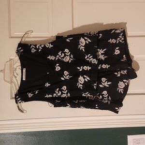 Abercrombie linen matching set S crop tank M high rise shorts black white floral